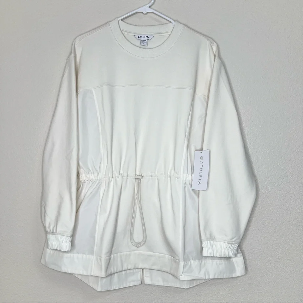 Athleta Ivory Magnolia White Triumph Hybrid Crewneck Sweatshirt Sz L NWT - Picture 5 of 16